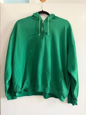 Vintage Green Half-Zip Hoodie Sweatshirt